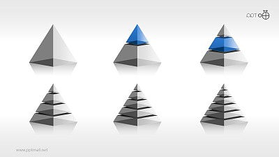 立体质感金字塔PPT模板下载[1-6层结构合集]