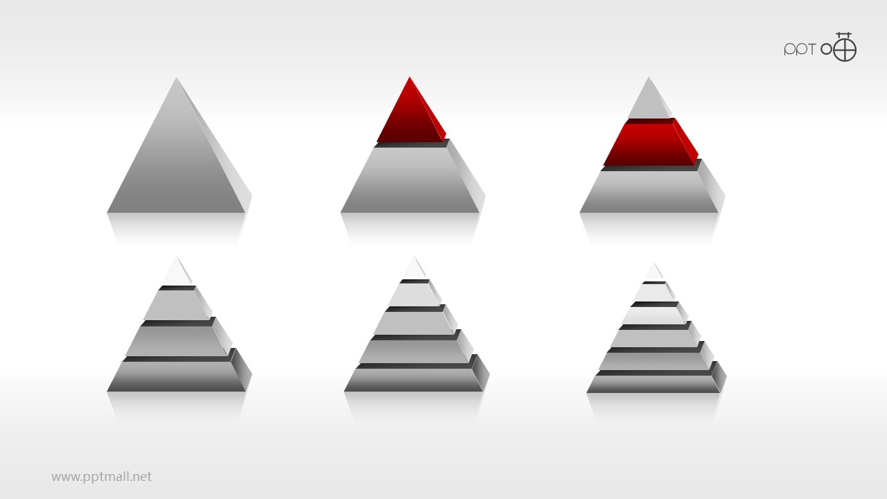 全套金字塔PPT模板下载[1-6层结构合集]