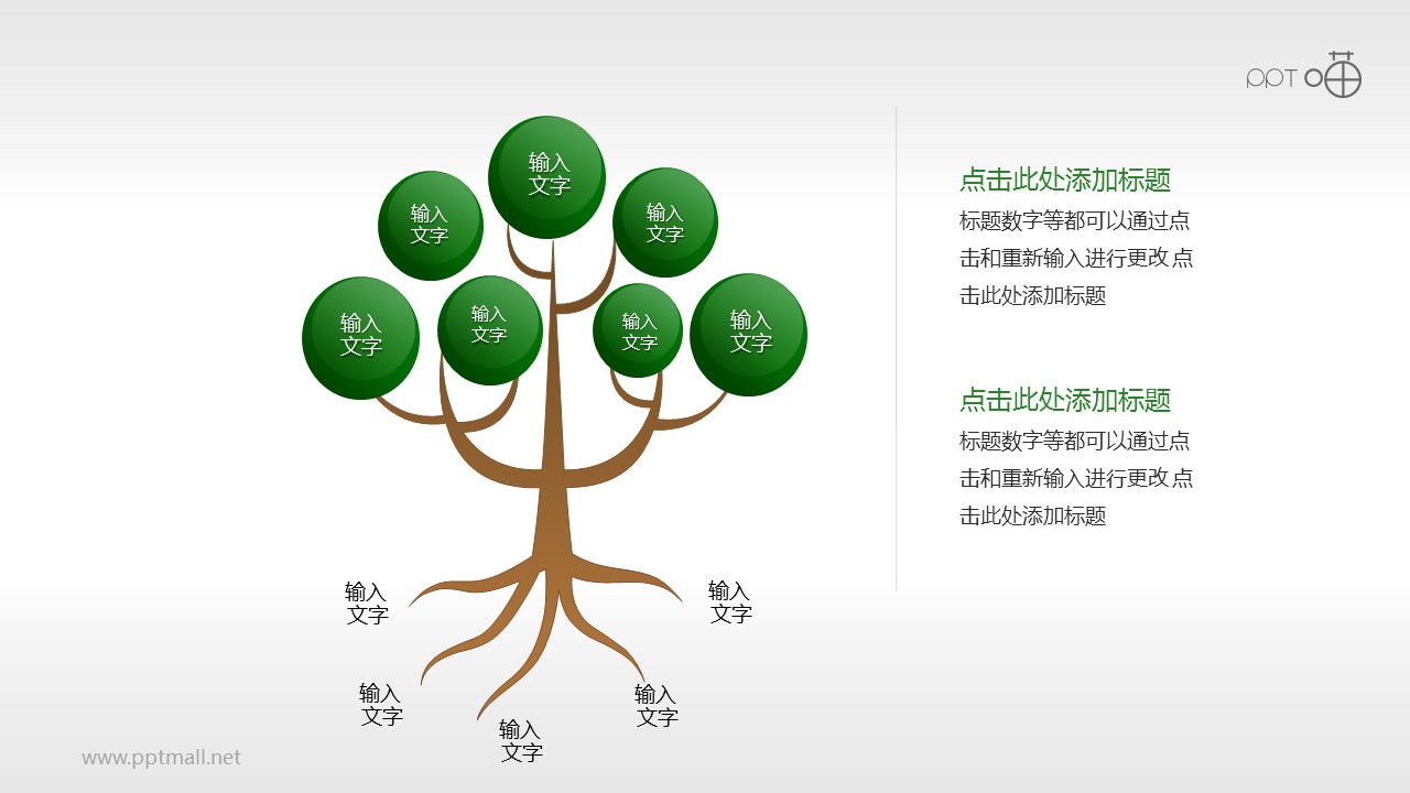 直观描述层级关系的树形图PPT模板