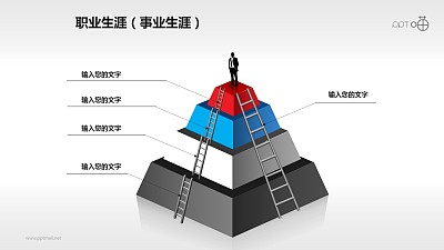 職業生涯PPT素材-屹立金字塔之巔