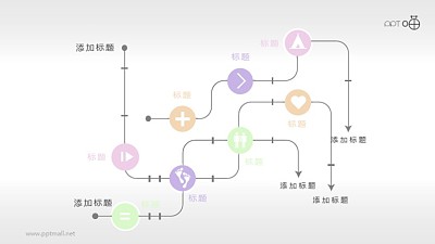 简洁电路式示意图PPT模板素材 简洁电路式示意图PPT模板素材