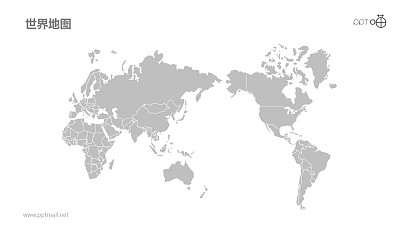平铺的世界地图PPT素材模板下载