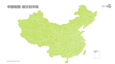 中国地图多色彩版-可编辑的PPT素材模板