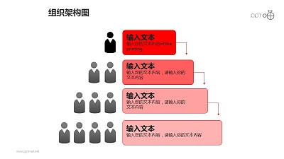 組織架構圖之4部分遞進等級管理關系圖形PPT素材下載