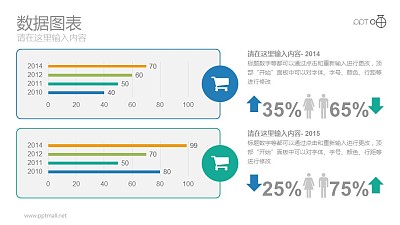 兩組彩色各四個條形圖對比分析PPT數據圖表