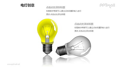 電燈創意—兩個精美3D電燈泡PPT圖形素材