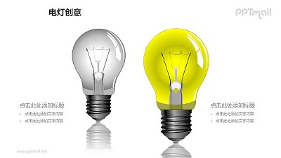 電燈創意—左右對稱電燈泡PPT圖形