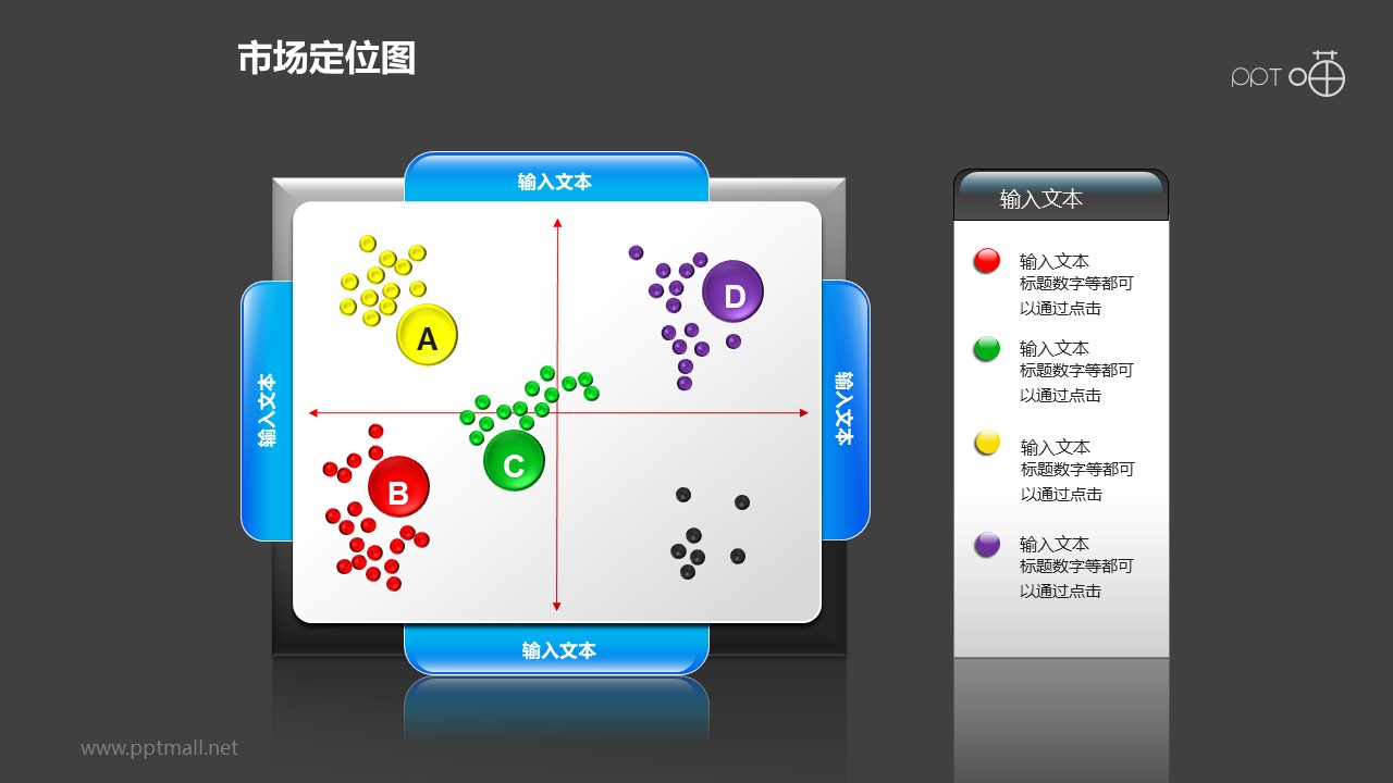 市场定位图之四个字母圆点位置分布图形PPT素材下载