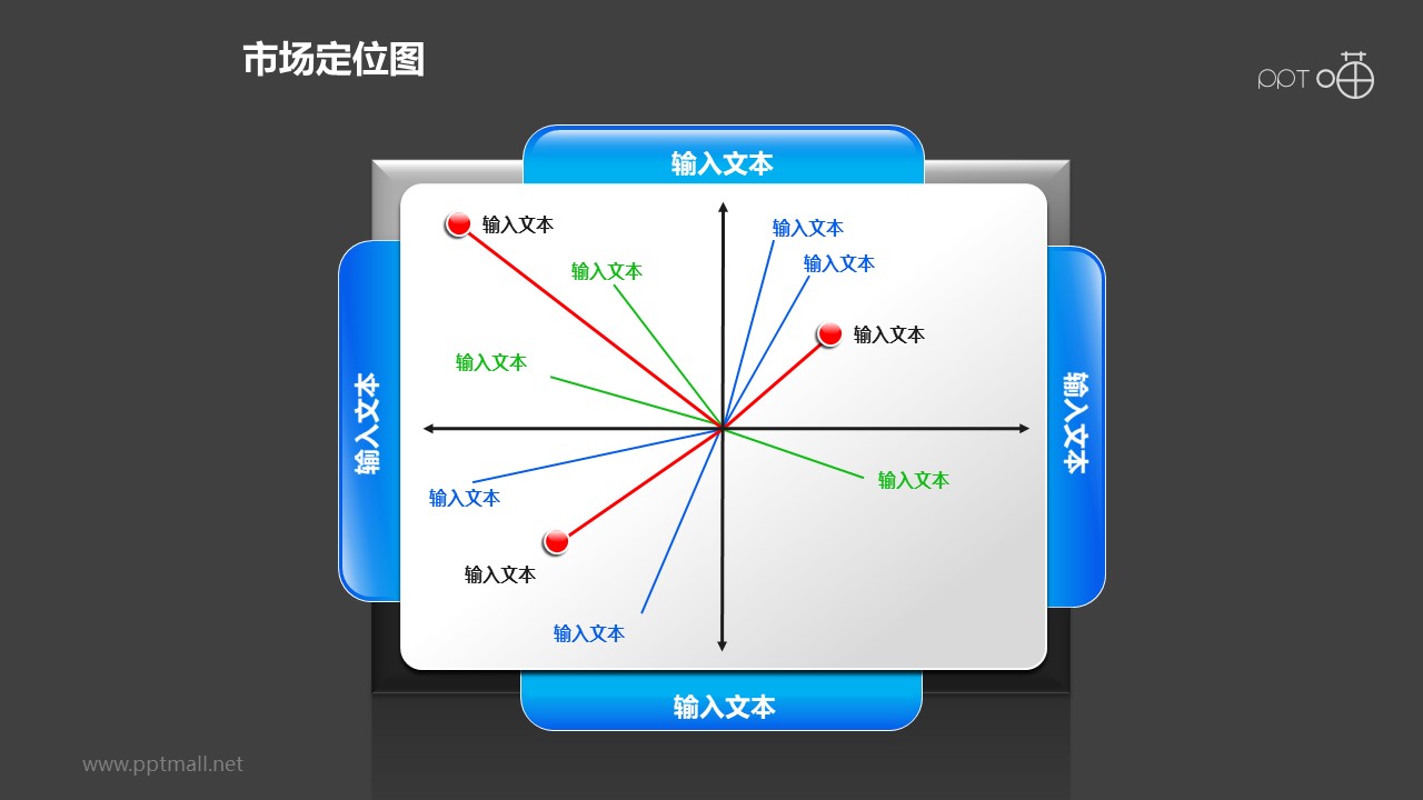 市场定位图之“放射型”圆点位置分布图形PPT素材下载