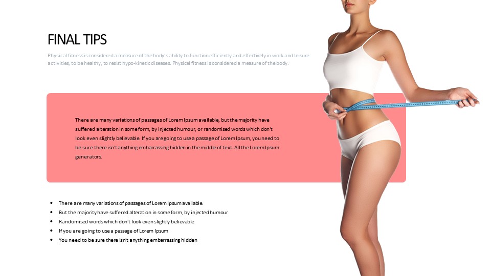 量腰围的美女人体运动健康主题PPT版式下载