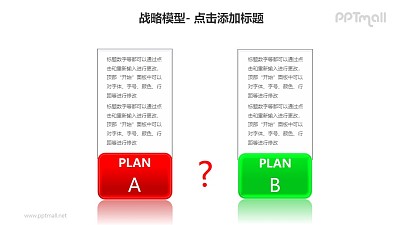 戰略模型——兩個文本框構成的方案對比PPT模板素材下載
