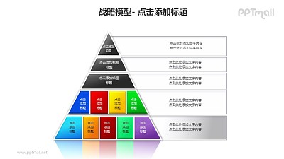 戰略模型——金字塔形層次分析圖PPT模板素材