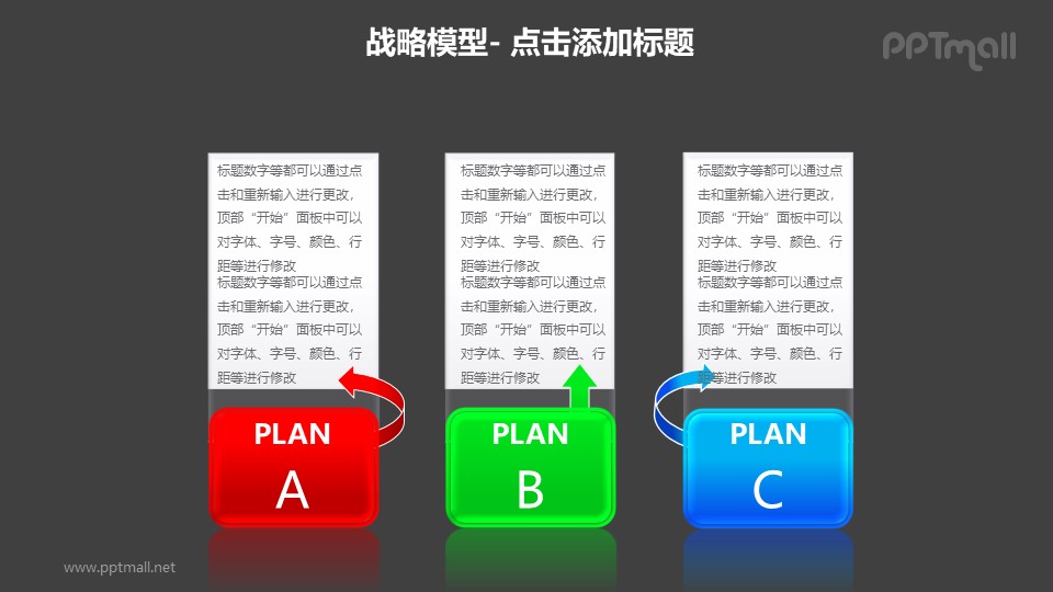 战略模型——三组方案对比PPT模板素材下载