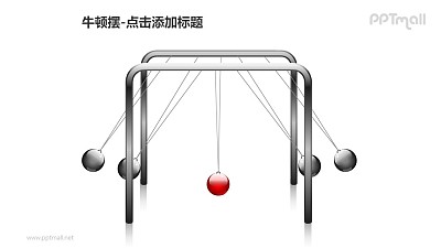 牛顿摆——1+4摆动的小球PPT图形素材