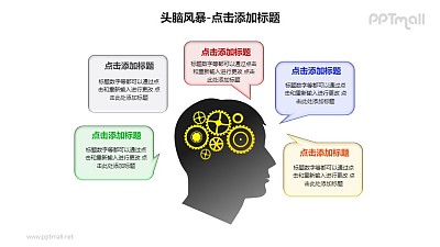 頭腦風暴——人物頭像+氣泡對話框PPT素材模板