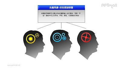 头脑风暴——1+3并列的人物头像PPT素材模板