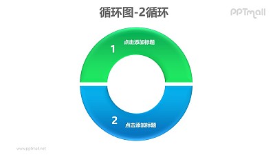 循環圖——藍綠2部分循環關系PPT素材模板