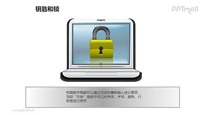 钥匙和锁——给电脑加密PPT素材模板