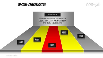 終點線——五條跑道PPT模板下載