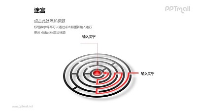 進入圓形迷宮的路線圖PPT模板下載