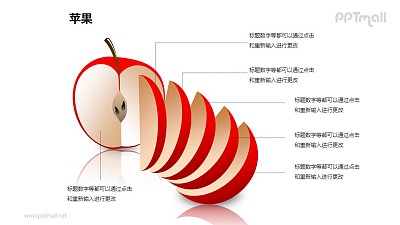 蘋果——切開的紅色蘋果結構圖PPT模板素材