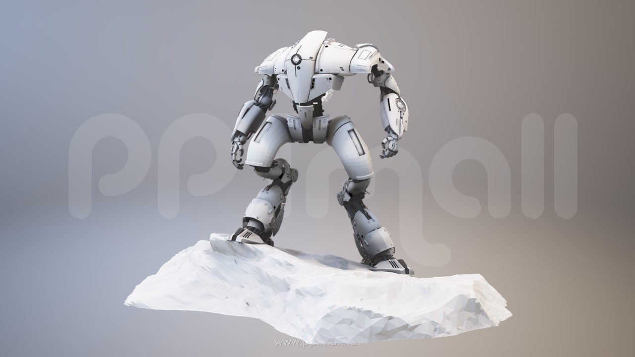 科幻的金属感机器人3D PPT模型素材下载