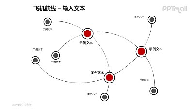 飛機航線——3條航線對比關系PPT模板素材