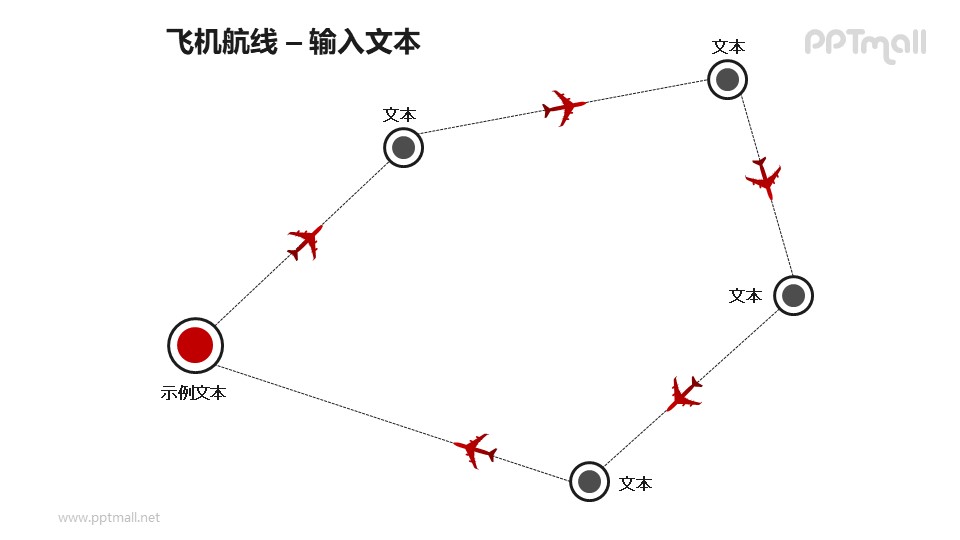 飞机航线循环关系PPT模板素材