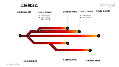 連接與分支——橫向的樹狀結構圖PPT模板素材