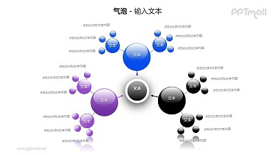 3个向中心汇集气泡团PPT模板素材 3个向中心汇集气泡团PPT模板素材