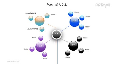 5个气泡圆球总分关系PPT模板素材（1）