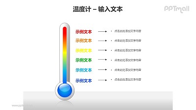 彩色温度计层次对比PPT模板素材 彩色温度计层次对比PPT模板素材