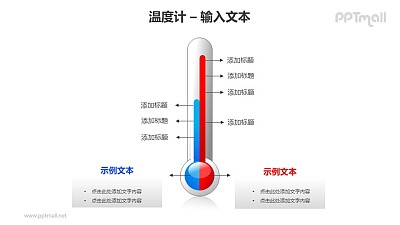 紅藍溫度計對比關系PPT模板素材
