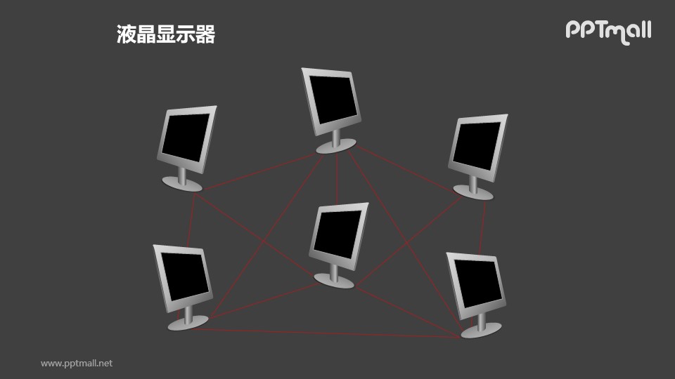 6个液晶显示器——互联网PPT模板素材