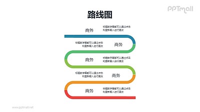 縱向排布的正弦波型遞進關系PPT模板素材