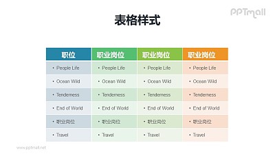 多彩色表格PPT模板素材下載