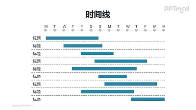 藍色的甘特圖PPT模板素材下載