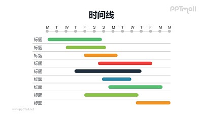 彩色的甘特圖PPT模板素材下載