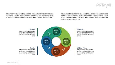 4部分八卦狀螺旋PPT圖示素材下載