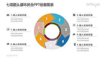 7部分循環圖PPT圖示素材下載