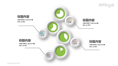 散開的餅圖和數字展示PPT圖示素材下載