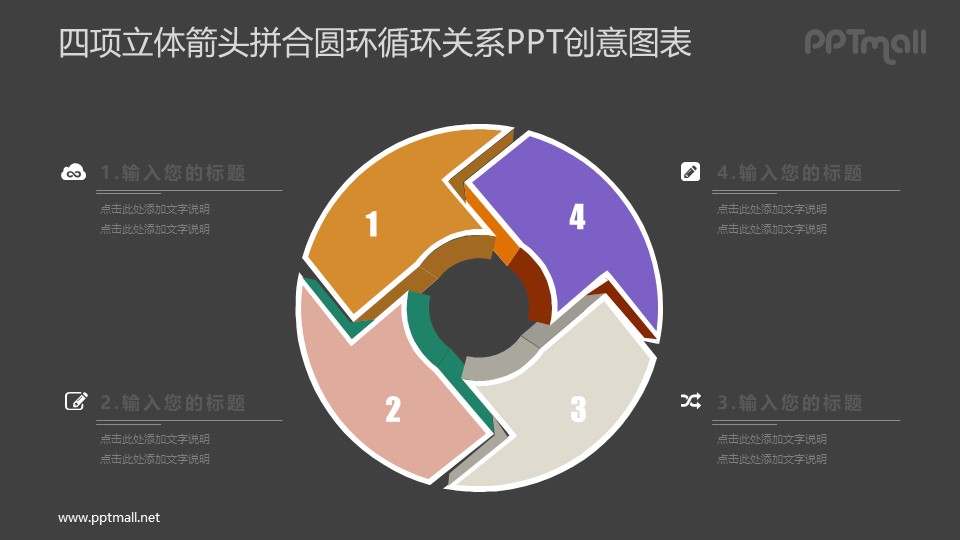 4要素循环关系PPT图示素材下载