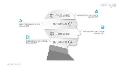 人物頭像四部分目錄PPT模板圖示下載