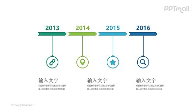 四個箭頭首尾連接時間軸年度總結PPT模板圖示下載