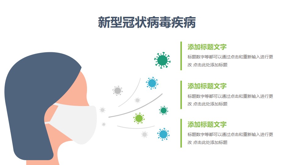 戴口罩防COVID-19新型冠狀病毒PPT圖示素材下載