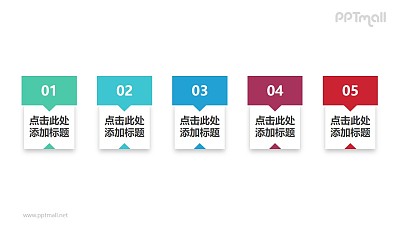 由五個拼接長方形組成的時間軸PPT素材下載