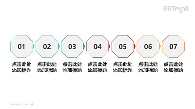 7部分遞進關系可做目錄可做流程圖的簡約線條PPT素材模板下載