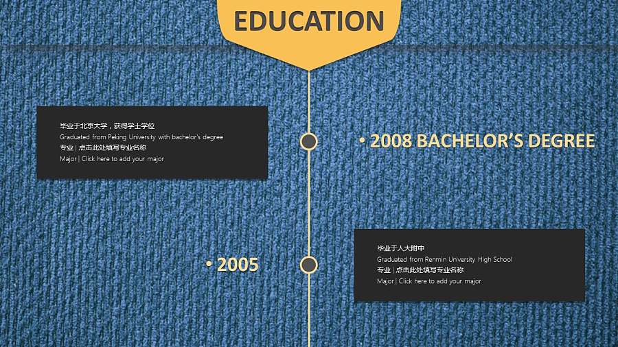 蓝色布纹背景个人简历PPT模板下载