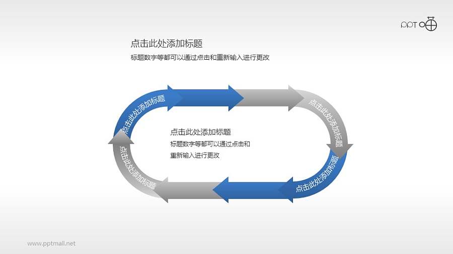 4部分椭圆形顺时针循环PPT模板