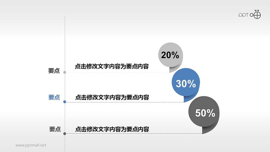 带有百分比的要点呈现PPT模版下载